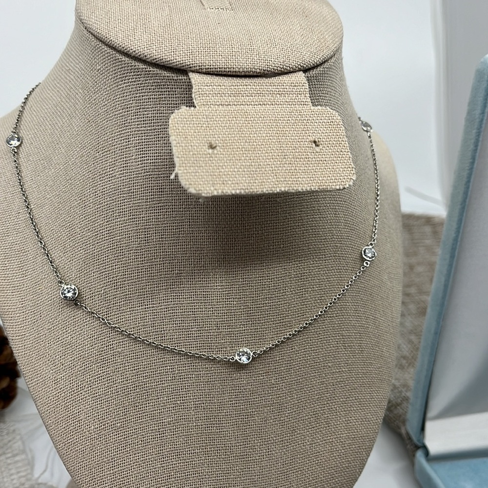 Vintage Epiphany Sterling Silver Diamonique Necklace – 16” - Picture 6 of 11